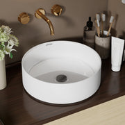 Plantex Ceramic Table Top Wash Basin For Bathroom/Table Top Washbasin with 10 Years Glaze Warranty by Plantex/Round Countertop Vessel Sink Basin For Home/Office/Hotel (14.5 X 14.5 X 5Inch-RUBY-White)