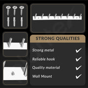 Plantex Wall Hooks for Hanging Cloth/Stainless Steel Towel Hangers/Bathroom Robe Hooks/Door Hangers/Round Wall Hook/Hook Rail for Hanging Keys - 8 Hooks (Pack of 2, Chrome)