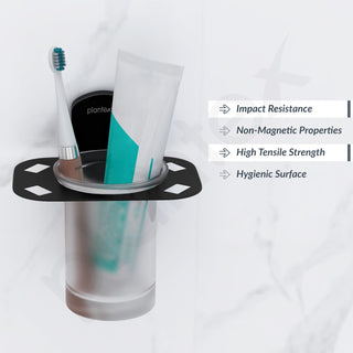 Plantex 304 Grade Stainless Steel Glass Tumbler Holder/Tooth Brush Holder for Bathroom/Bathroom Accessories - Pack of 1 (Parv-Black)