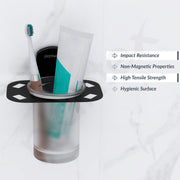 Plantex 304 Grade Stainless Steel Glass Tumbler Holder/Tooth Brush Holder for Bathroom/Bathroom Accessories - Pack of 1 (Parv-Black)
