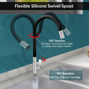 Plantex Sink Tap For Basin With Water Saving Nozzle For Sink Tap/Flexible Silicone Swivel Spout Kitchen Faucet/Water Tap For Kitchen Sink-(COL-1012B), Black