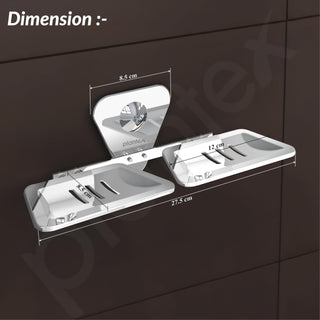 Plantex Stainless Steel Chrome Finish Double Soap Dish Stand for Bathroom/Wall Mounted soap Holder - Bathroom Accessories
