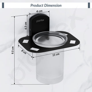 Plantex 304 Grade Stainless Steel Glass Tumbler Holder/Tooth Brush Holder for Bathroom/Bathroom Accessories - Pack of 1 (Parv-Black)