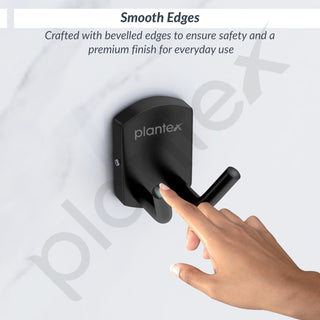 Plantex 304 Grade Stainless Steel Robe Hook/Robe Hooks for Bathroom/Cloth Hanger for Wall/Hooks/Bathroom Accessories - Black (Parv)