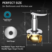 Plantex Pure Brass 25 mm Toilet Flush Valve for Toilet with Teflon Tape & Brass Wall Flange for Commercial & Residential Use-(Star, Chrome)