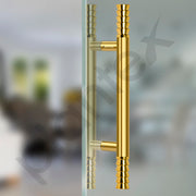 Plantex Stainless Steel Lotus Main Door Handle/Pull-Push Handles for Main Door/Wooden & Glass Door Handle/3 Years Warranty Pack of 2 (PVD Gold)