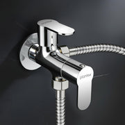 Plantex Pure Brass Angle Valve 2 in 1/Two Way Angle Cock Tap with Wall Flange & Teflon Tape/Angle Valve for Bathroom with 7 Year Manufacturer's Warranty- (Alpha, Chrome)