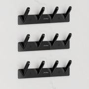 Plantex Wall Hooks for Hanging Cloth/Stainless Steel Towel Hangers/Bathroom Robe Hooks/Door Hangers/Square Wall Hook/Hook Rail for Hanging Keys - 4 Hooks (Pack of 3, PVD Black)