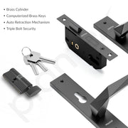 Plantex Door Lock for Home /6-Lever Lock Mechanism with 3 Years of Warranty/Heavy-Duty Door Lock Handle Set with 3 Keys, Brass Lock Body & Cylinder - (8129-Grey)