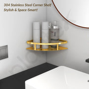 Plantex Bathroom Corner Rack for Wall/304 Grade Stainless Steel Shelf for Bathroom Corner/Bathroom Accessories Holder (9x9 inches, PVD Gold)