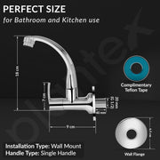 Plantex Pure Brass Kitchen Taps for Home Sink/Tap for Kitchen Basin with 360Ãƒâ€šÃ‚Â° Swivel Spout and Water Saving Aerator/Water Tap with Brass Wall Flange-7 Year Warranty (AQ-1410- Chrome)