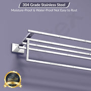 Plantex 304 Grade Stainless Steel 24 Inches Large Towel Rack for Bathroom/Towel Holder/Towel Stand for Bathroom Accessories - Benz (Chrome)