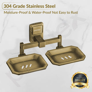 Plantex 304 Grade Stainless Steel Dual Soap Holder for Bathroom/Soap Dish/Bathroom Soap Stand/Bathroom Accessories - Darcy (Antique)