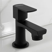 Plantex Pillar Tap for Wash Basin with Water Saving Aerator and Brass Spindle/Quarter Turn Basin Tap with Teflon Tape/Pillar Cocke for Wash Basin - Pack of 1 (Saga, Black)