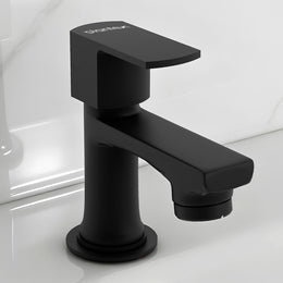 Plantex Pillar Tap for Wash Basin with Water Saving Aerator and Brass Spindle/Quarter Turn Basin Tap with Teflon Tape/Pillar Cocke for Wash Basin - Pack of 1 (Saga, Black)