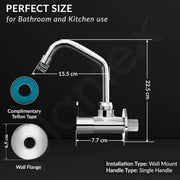 Plantex Pure Brass Kitchen Sink Tap with 360Ã‚Â° Extended Swivel Spout/Basin Tap with Water Saving Aerator/Sink Tap for Kitchen Basin with Brass Wall Flange-7 Year Warranty (FLO-810- Chrome)