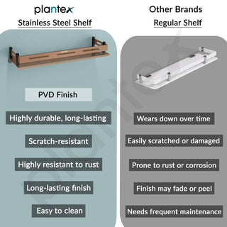 Plantex Shelf for Bathroom/Stainless Steel Shelf/Multipurose Shelf for Bathroom/Bathroom Accessoriece - (15 x 5 Inch, PVD Rose Gold)