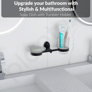 Plantex 304 Grade Stainless Steel Soap and Brush Holder Stand for Bathroom and Wash Basin/Bathroom Accessories - Oreva (Black)