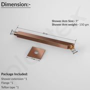 Plantex 9-Inch Shower Arm for Overhead Shower/Stainless Steel Shower Pipe/Wall Mount Bathroom Fitting with Â½-Inch Thread - Pack of 1 (Rose Gold)