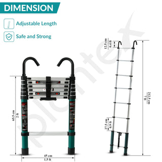 Plantex 2m (6.5 ft.) Aluminium Telescopic Ladder/7-Steps Portable Ladder with Removable Hooks/Foldable Multipurpose Collapsible Ladder for Home & Outdoor Use/2 Years of Warranty - (Green)