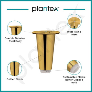 Plantex 4 Inch Sofa Legs for Bed Furniture/Sofa Legs for Table/Sofa Support Legs with Rubber Grip (Gold, 6 Pcs)