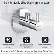 Plantex Pure Brass Angle Valve for Bathroom with Brass Wall Flange and Teflon Tape/Angular Stop Cock for Health Faucet and Wash basin- [ICO-905-Mirror Chrome]