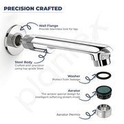 Plantex Bath Tub Spout with Wall Flange/Single Lever Spout/High Flow Tap for Bathroom/Kitchen - (Chrome)