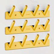 Plantex Wall Hooks for Hanging Cloth/Stainless Steel Towel Hangers/Bathroom Robe Hooks/Door Hangers/Square Wall Hook/Hook Rail for Hanging Keys - 4 Hooks (Pack of 3, PVD Gold)