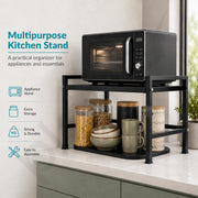 Plantex Oven Stand for Kitchen/Microwave/Oven Stand/Multiple use/Kitchen Storage Rack - Tiered Storage Shelf, Premium - (Black) Metal