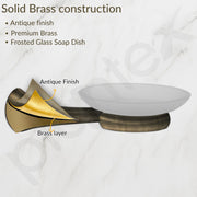 Plantex Smero Pure Brass Glass Soap Holder for Bathroom & Kitchen/Soap Stand/Case/Dish/Bathroom Accessories - Contrive (Rich Antique)