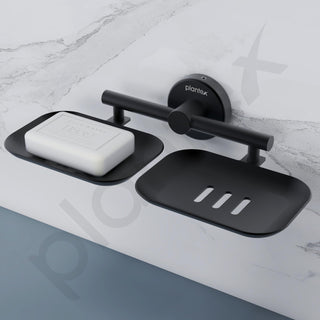 Plantex Galaxy 304 Grade Stainless Steel Rectangular Double Soap Holder for Bathroom/Soap Stand/Soap Holder/Bathroom Accessories - (Black)