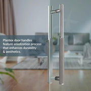 Plantex Main Door Handle/Stainless Steel & Aluminium Door Handle/450mm Pull-Push Handle for Home/Office/Hotel - Pack of 1 (DTMD-409, Satin & Chrome)