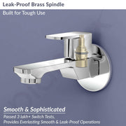 Plantex Single Lever Long Body Bib Tap for Bathroom with Water Saving Aerator/Tap for Wash Basin with Brass Spindle/Wall Mount Bib Tap with Wall Flange and Teflon Tape (SAGA-1292- Chrome)