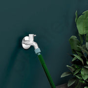 Plantex Washing Machine Tap with Wall Flange and Teflon Tape/3/4in Nozzle Bib cock Garden Tap-(1259-Mirror Chrome)