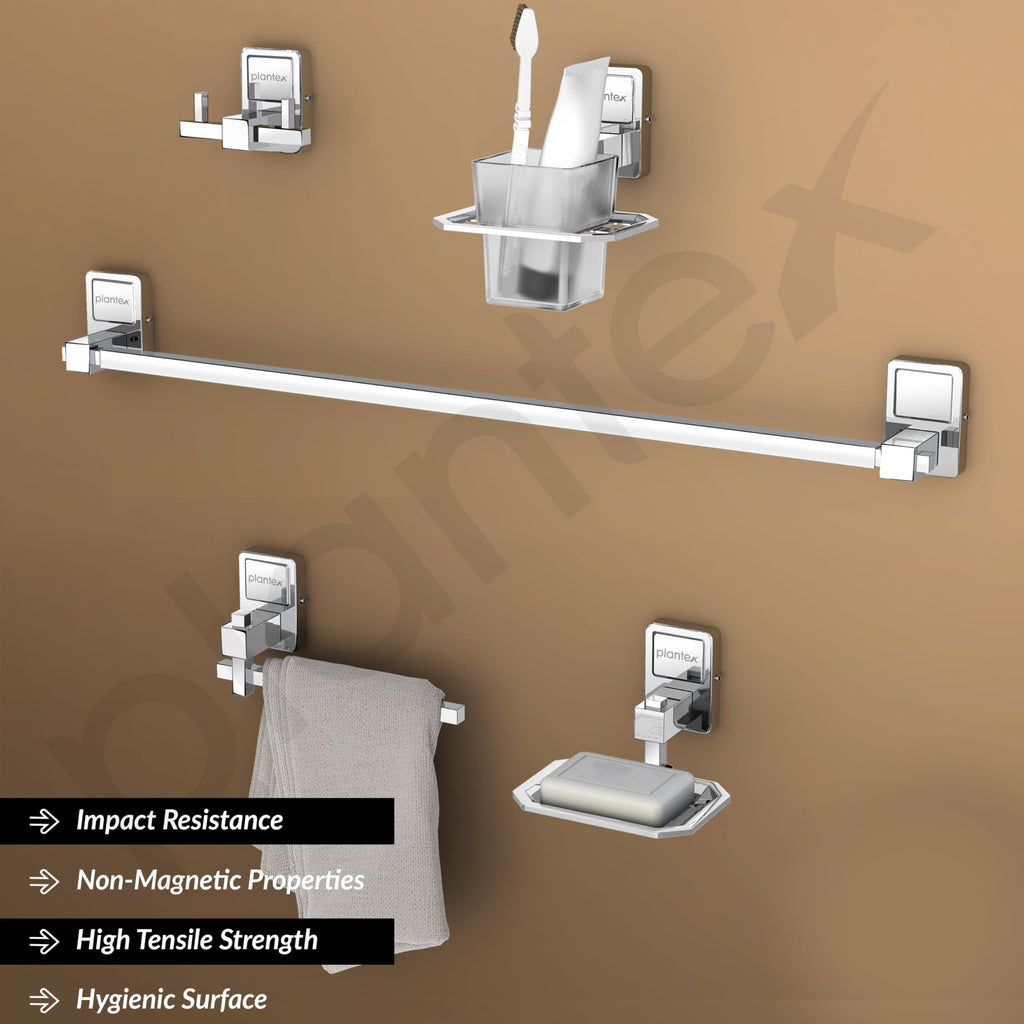Plantex 304 Grade Stainless Steel Bathroom Accessories Set of 5 - Towel ...
