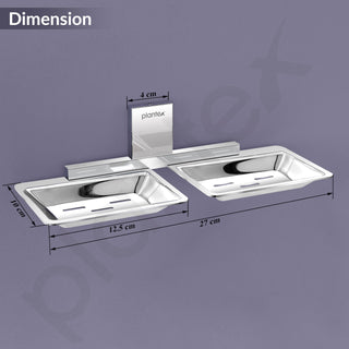 Plantex 304 Grade Stainless Steel Rectangular Double Soap Holder for Bathroom/Soap Dish/Bathroom Soap Stand/Bathroom Accessories Crystal (Chrome)