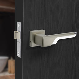 Plantex Heavy Duty Door Lock – Bathroom Door Lock/Mortise Keyless Handle Set for Home/Bathroom/Store Room/Balcony/Office with Baby Latch (7093 – Satin White & Chrome Finish)