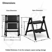 Plantex Ladder for Home/GI Steel Foldable 2 Step Ladder/Wide Anti Slip 2 Step Ladder - (Black)