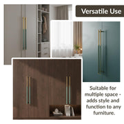 Plantex Stainless Steel & Aluminium Cabinet Handle/600mm Wardrobe Door Handle/Cupboard Pull-Push Handles for Home/Office - Pack of 1 (Green & Gold)