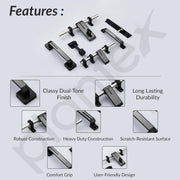 Plantex Stainless Steel Door Kit for Single Door/Door Accessories (10-inch Al-Drop,8-inch Latch,2 Handles,7-inch Tower Bolt and 4-inch Door Stopper-(Chrome & Z-Black)