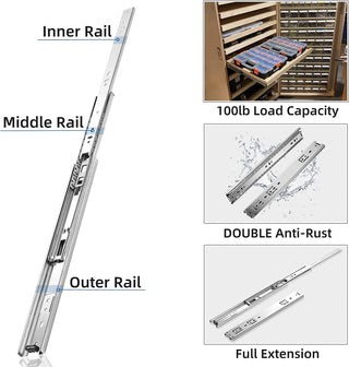 Plantex Drawer Channel/Telescopic Slide/Soft Drawer Channel Slide for Kitchen & Wardrobe/Ball Bearing Drawer Channel-1 Pair (10-Inch,Silver)