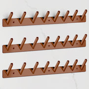 Plantex Wall Hooks for Hanging Cloth/Stainless Steel Towel Hangers/Bathroom Robe Hooks/Door Hangers/Square Wall Hook/Hook Rail for Hanging Keys - 8 Hooks (Pack of 3, PVD Rose Gold)
