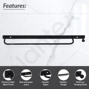 Plantex Towel Holder for Bathroom/Stainless Steel 24 inch Towel Rod/Towel Bar/Towel Hanger/Bathroom Accessories -Pack of 1 (Black)