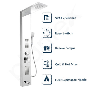 Plantex 304 Grade Stainless Steel Shower Panel for Bathroom with Showerhead/Hand Shower/Body Massage Jets/Bathroom Shower System-(KM-8111)