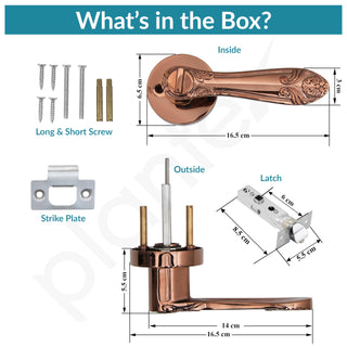 Plantex Heavy-Duty Door Lock - Bathroom Door Lock/Mortise Keyless Handle Set for Home/Bathroom/Balcony/Store Room - (DTM-628, PVD Rose Gold)