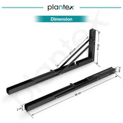 Plantex 20 Inch Foldable Shelf Bracket/GI Steel Multipurpose Bracket/L Bracket/Space Saving Bracket for Wall/Folding Table Bracket for Home & Office (Pair of 1, Black)
