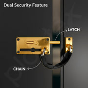 Plantex Door Chain with Baby Latch/Door Chain Lock for Main Door/Latch Lock for Door/Heavy Duty Door Safety Guard Lock for Home, Hotel & Office Security â€“ Pack of 1 (DTK-294-Gold)