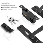 Plantex Stainless Steel Door Lock Handle Set/ 6-Lever Lock Mechanism with 3 Years of Warranty/Mortise Lock with 3 Keys, Brass Lock Body & Cylinder - (Z-Black)