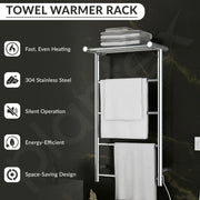 Plantex Electric Heated Towel Rail for Bathroom/4-Bar Wall Mounted Towel Warmer/304 Grade Stainless Steel Towel Bar/Fast Heating & Rust Proof - (Chrome, 900mm X 500 X 250mm)