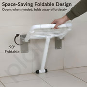 Plantex 304 Grade Stainless Steel and ABS Shower Seat for Bathroom/Shower Chair/Bathroom Chair for Senior Citizen/Foldable Shower Stool for Senior Citizens & Disabled - White